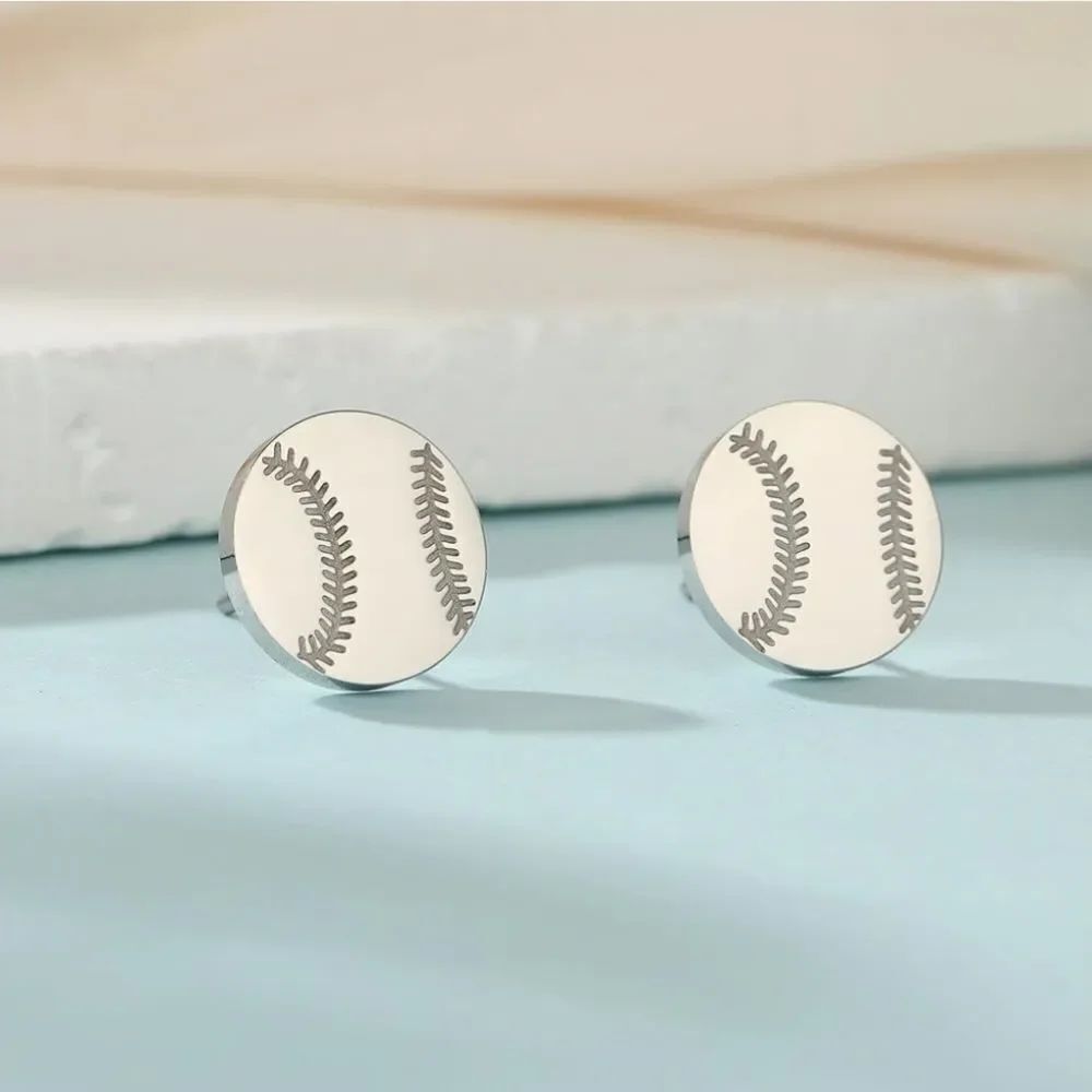 ☔️🔸️⏭️NIB Stainless Steel Softball Stud Earrings
